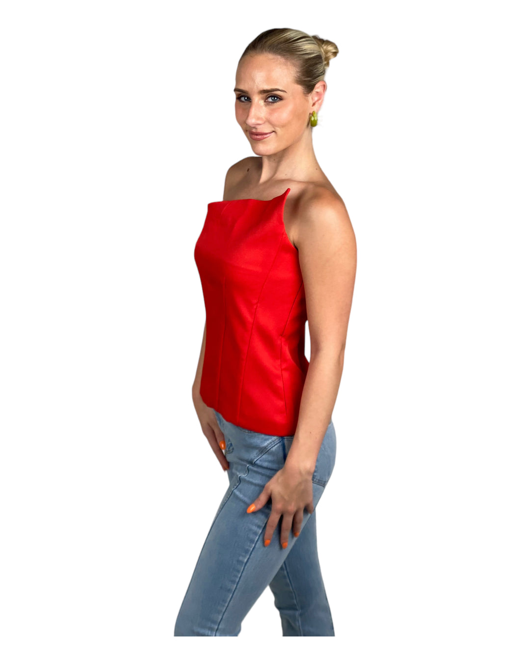 Red Asymmetric Crop Top