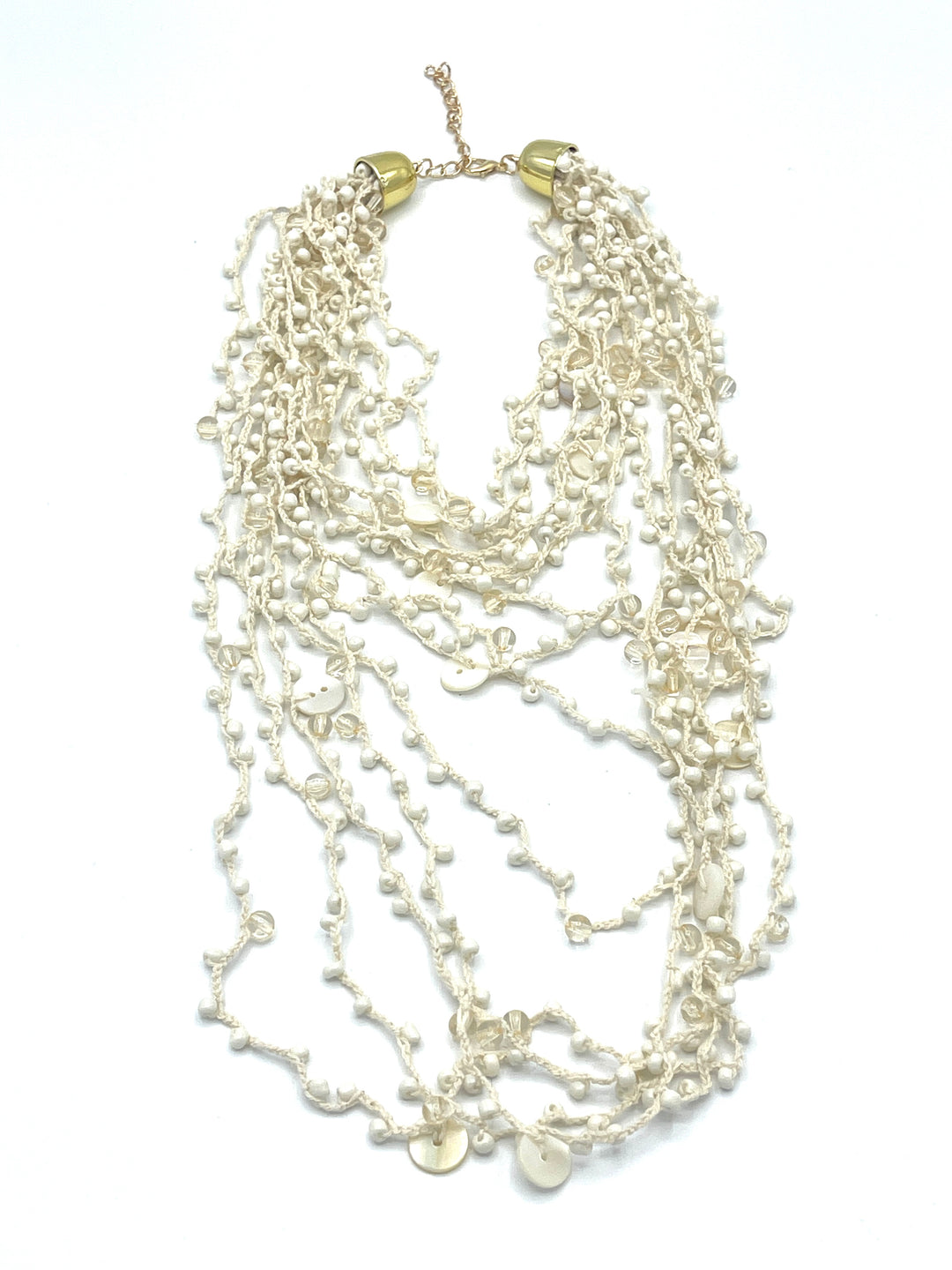 White Layered Rhinestone Necklace