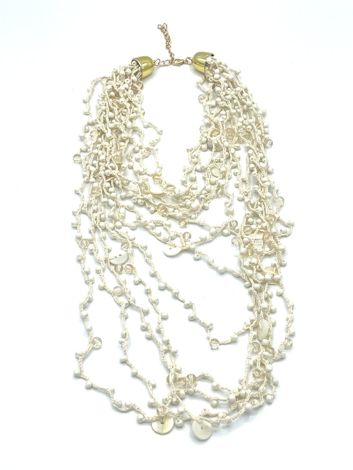 White Layered Rhinestone Necklace
