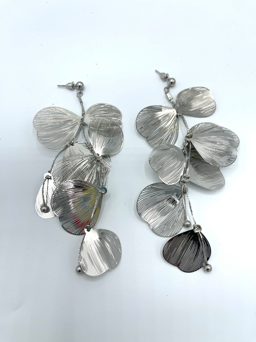Silver Petal Shaped Earrings