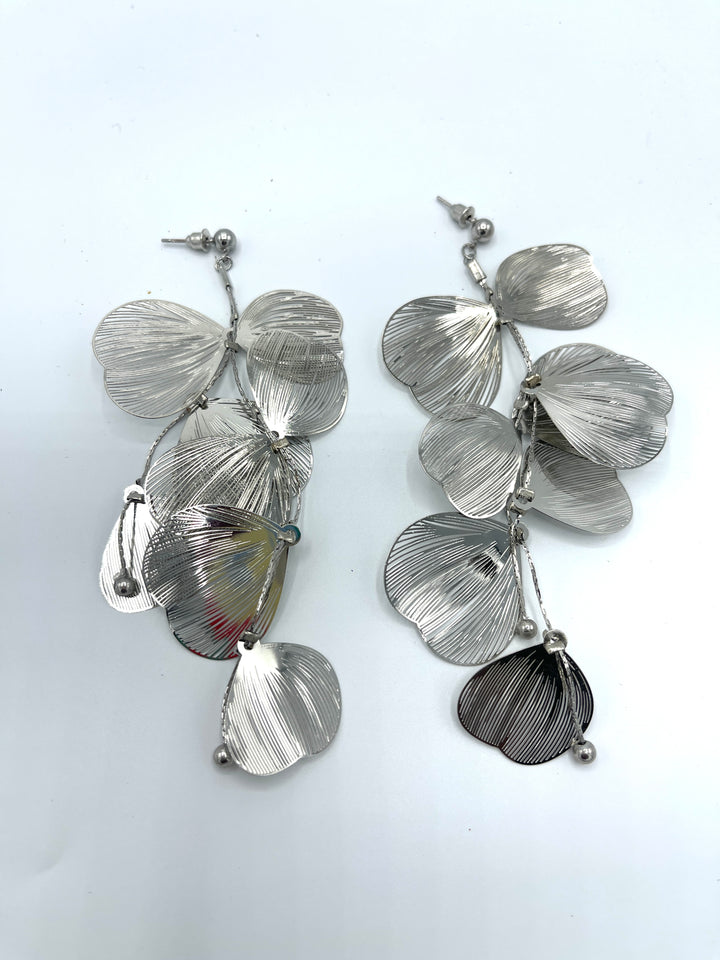 Silver Petal Shaped Earrings