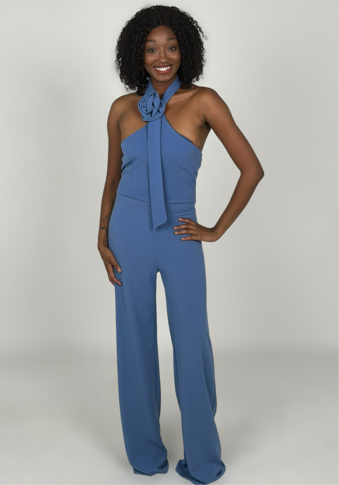 Deep Blue Halter Neck Jumpsuit