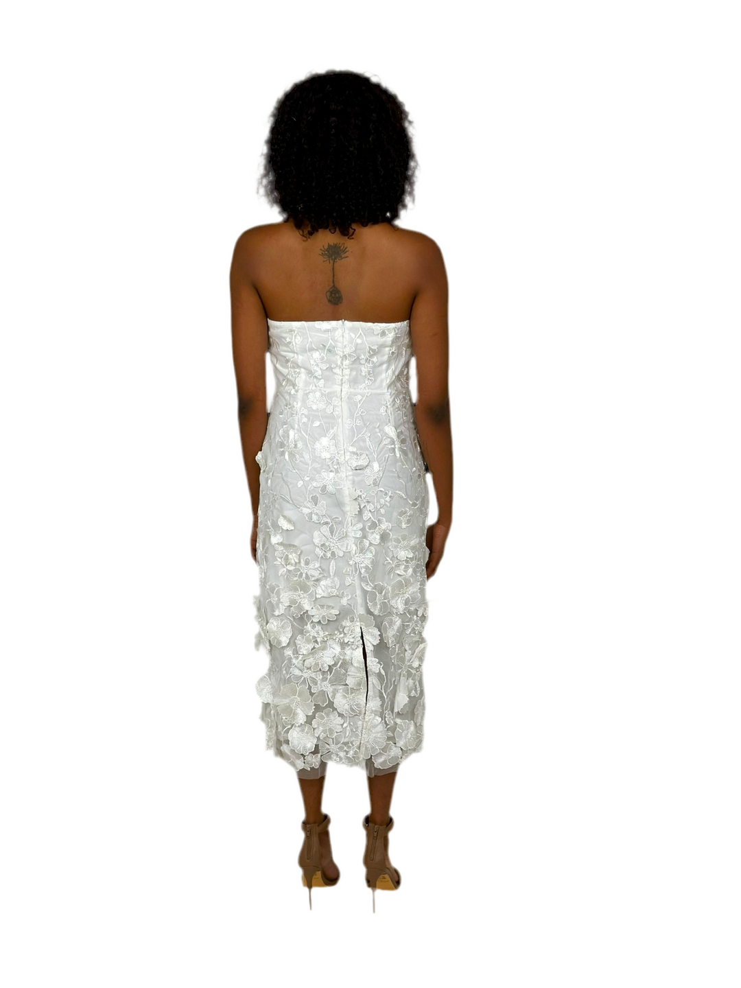 White Embroidered Midi Dress