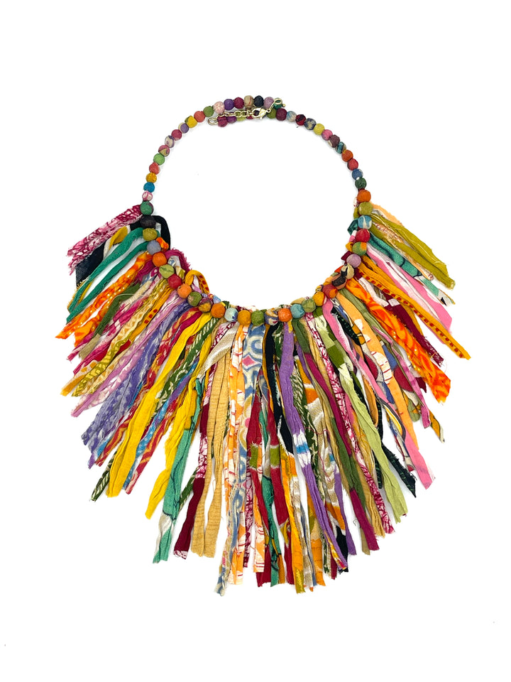 Kantha Fringe Collar Necklace