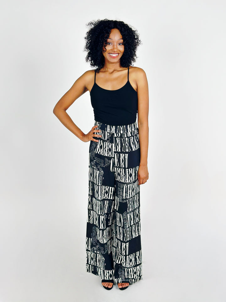 Black Printed Pants