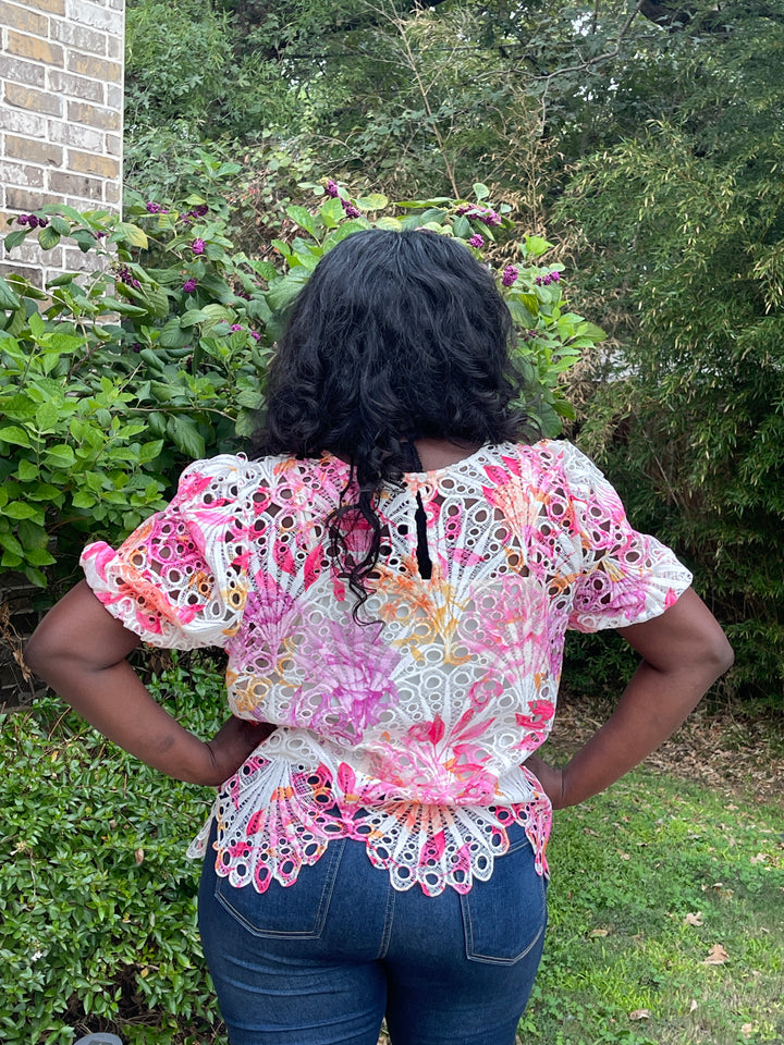 Ivory Pink Lace Top