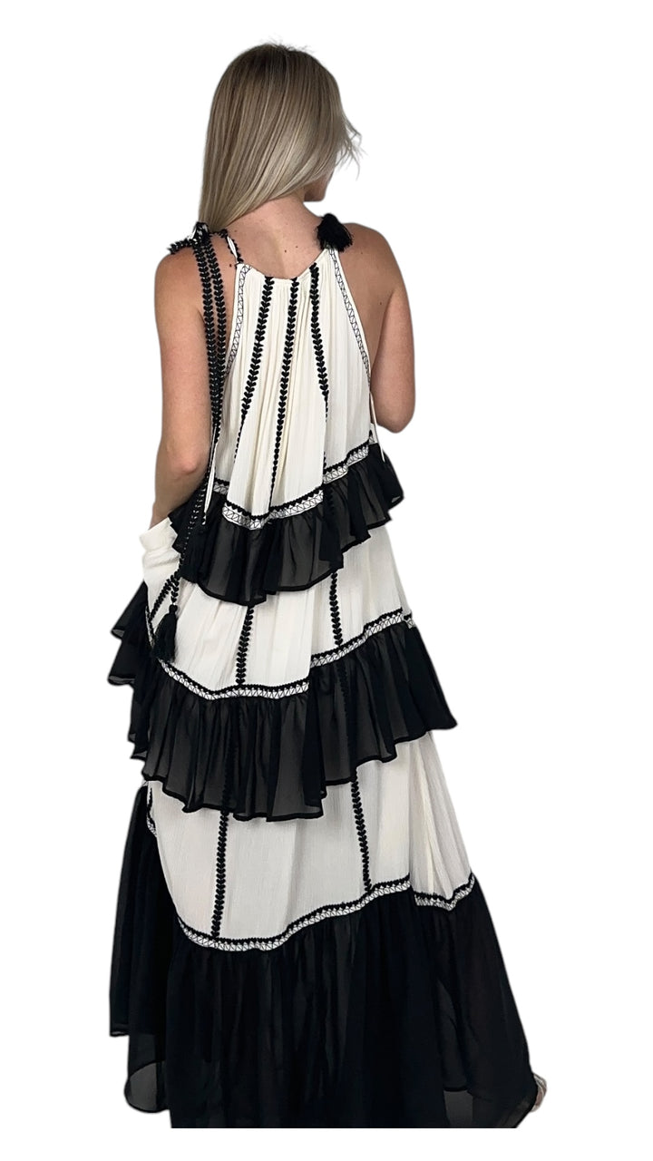 Black/White Tiered Maxi Dress