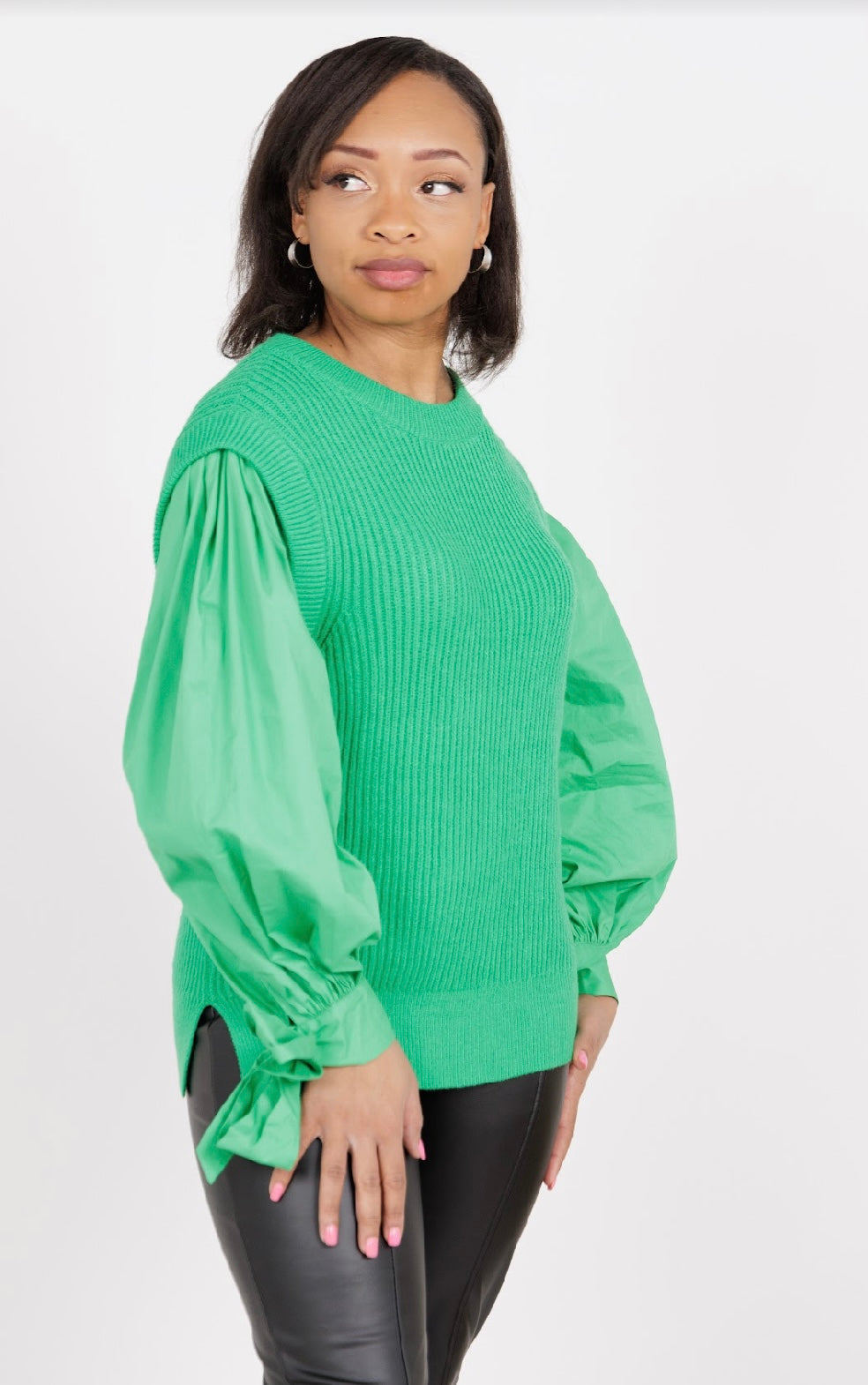 Emerald Ribbon Tie Top