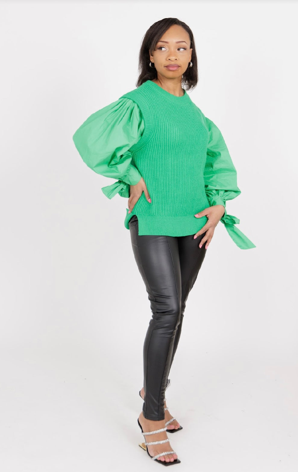 Emerald Ribbon Tie Top