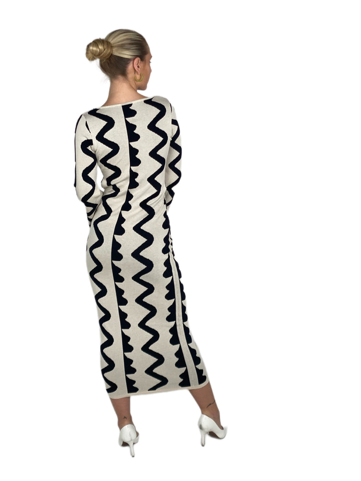 Wave Pattern High Waist Dress