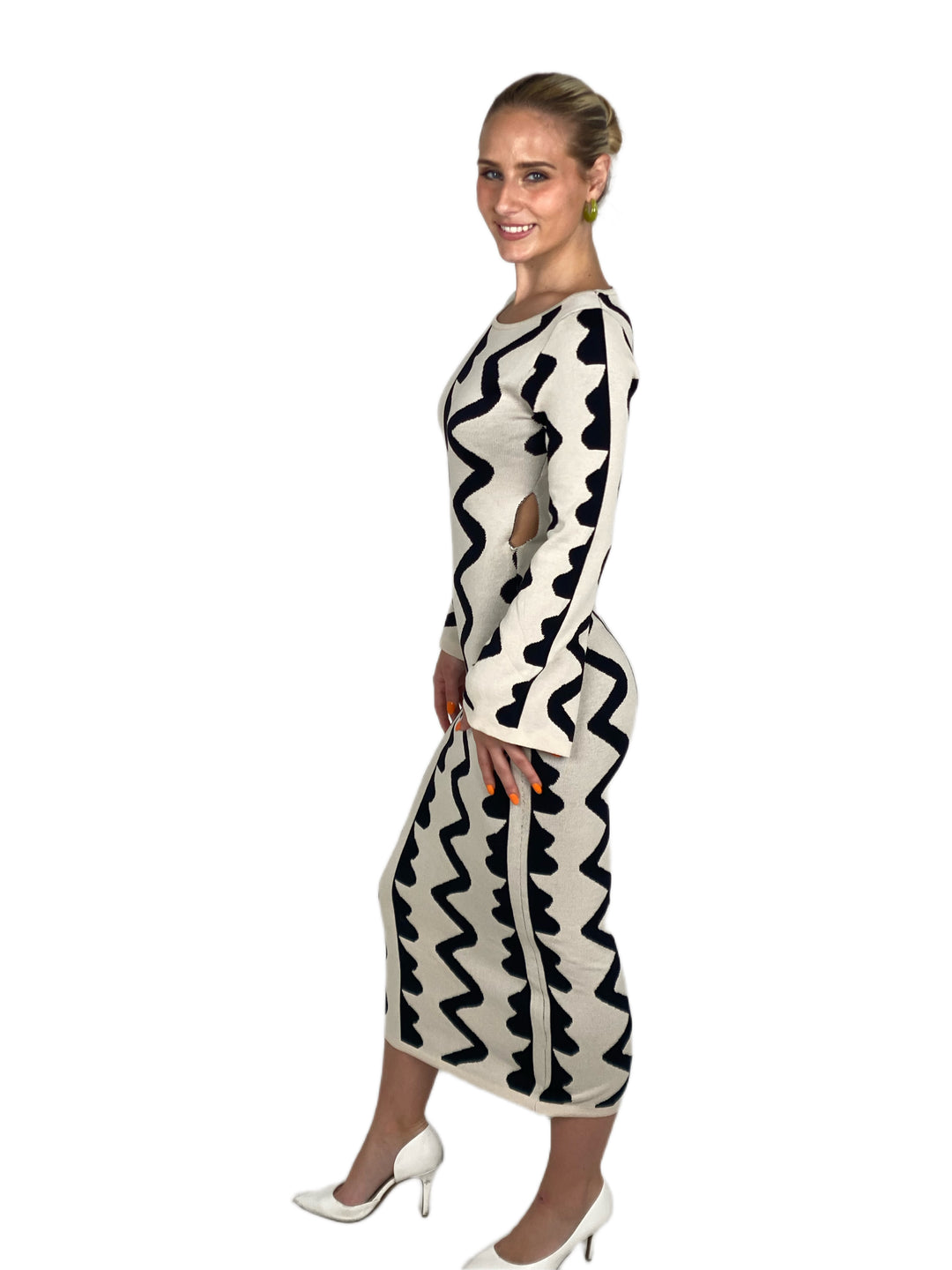 Wave Pattern High Waist Dress