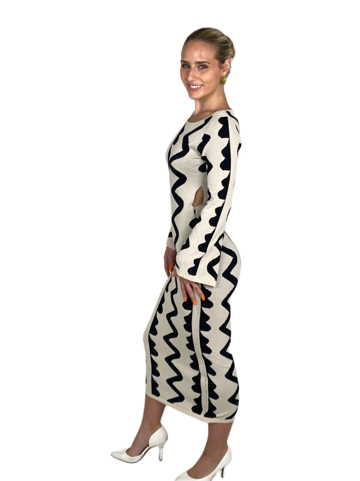 Wave Pattern High Waist Dress