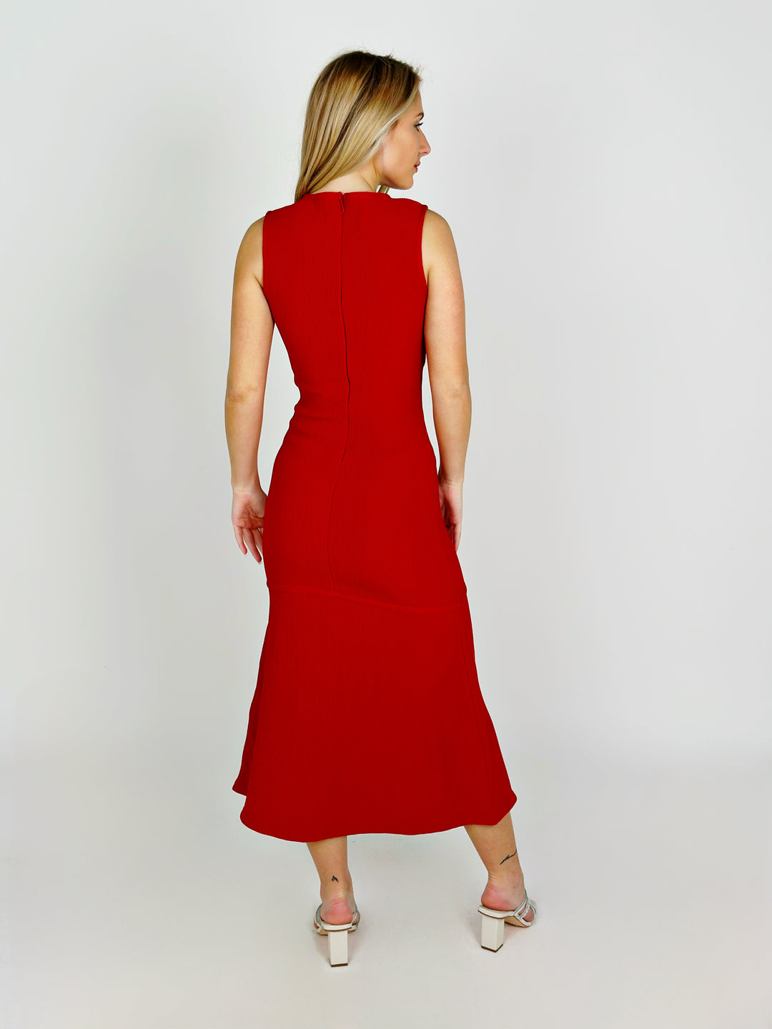 Red Solid Knit Dress