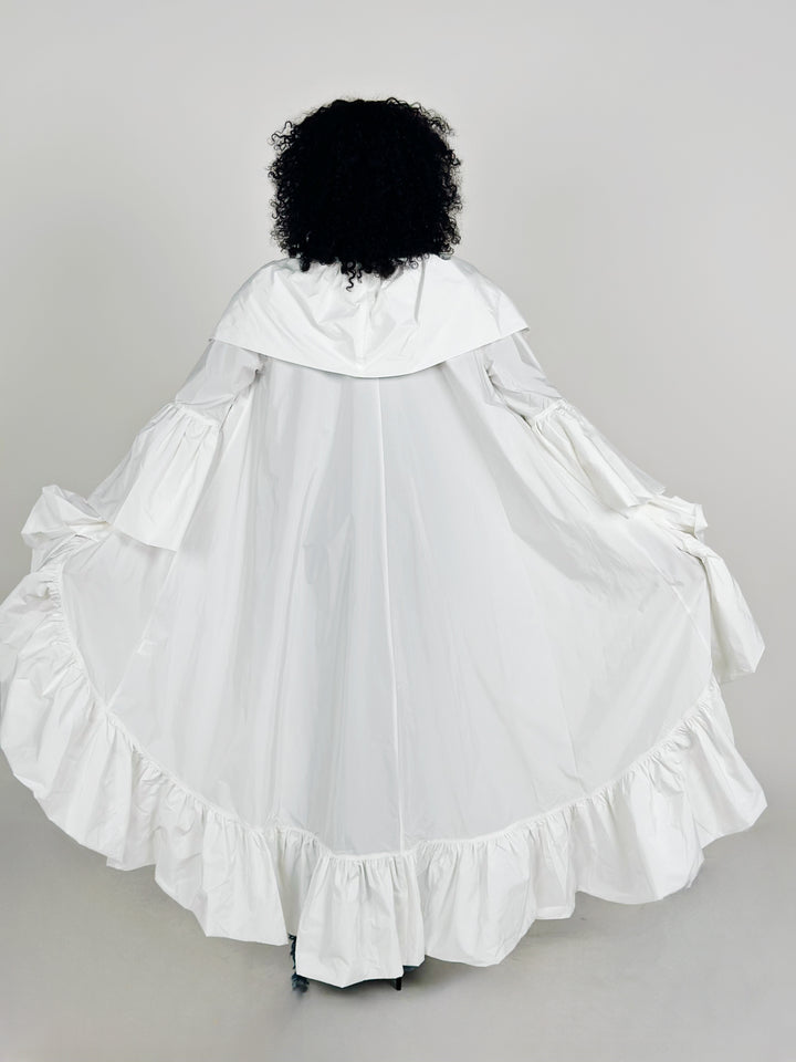 White Flutter Sleeve Coat