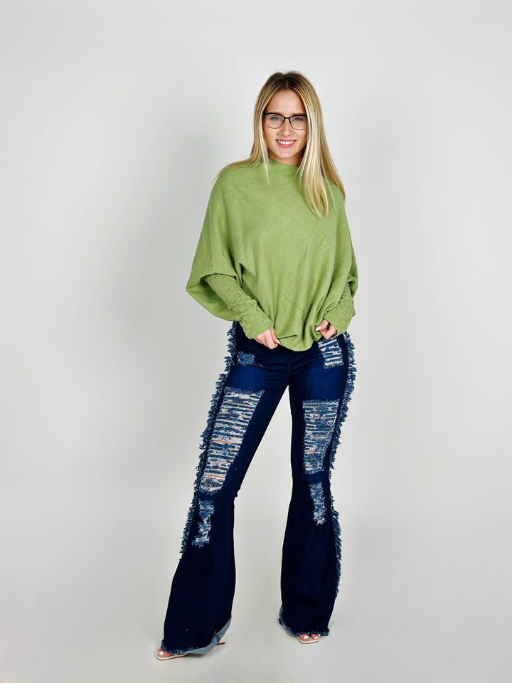 Green Asymmetrical Sweater