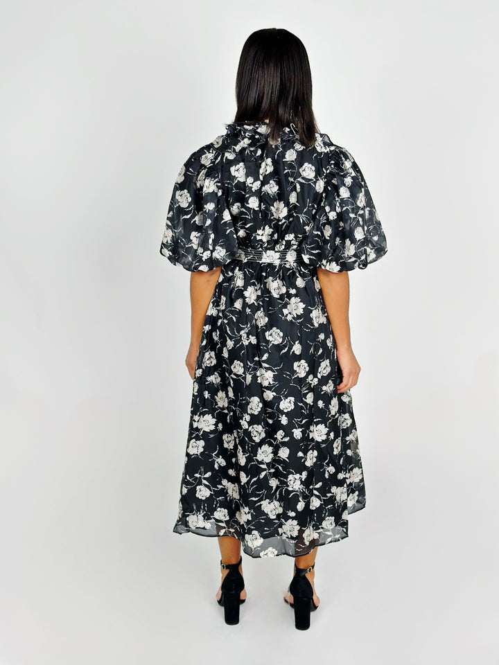 Black Wrap Midi Dress
