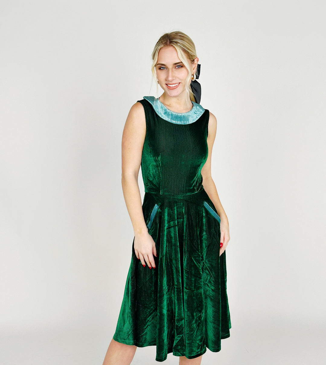 Green Velvet Midi Dress