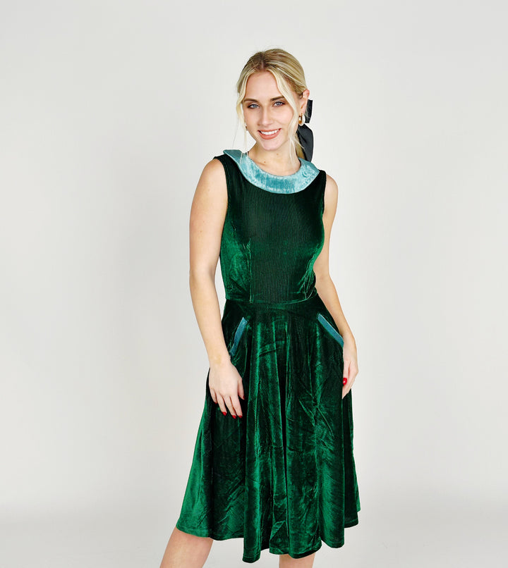 Green Velvet Midi Dress