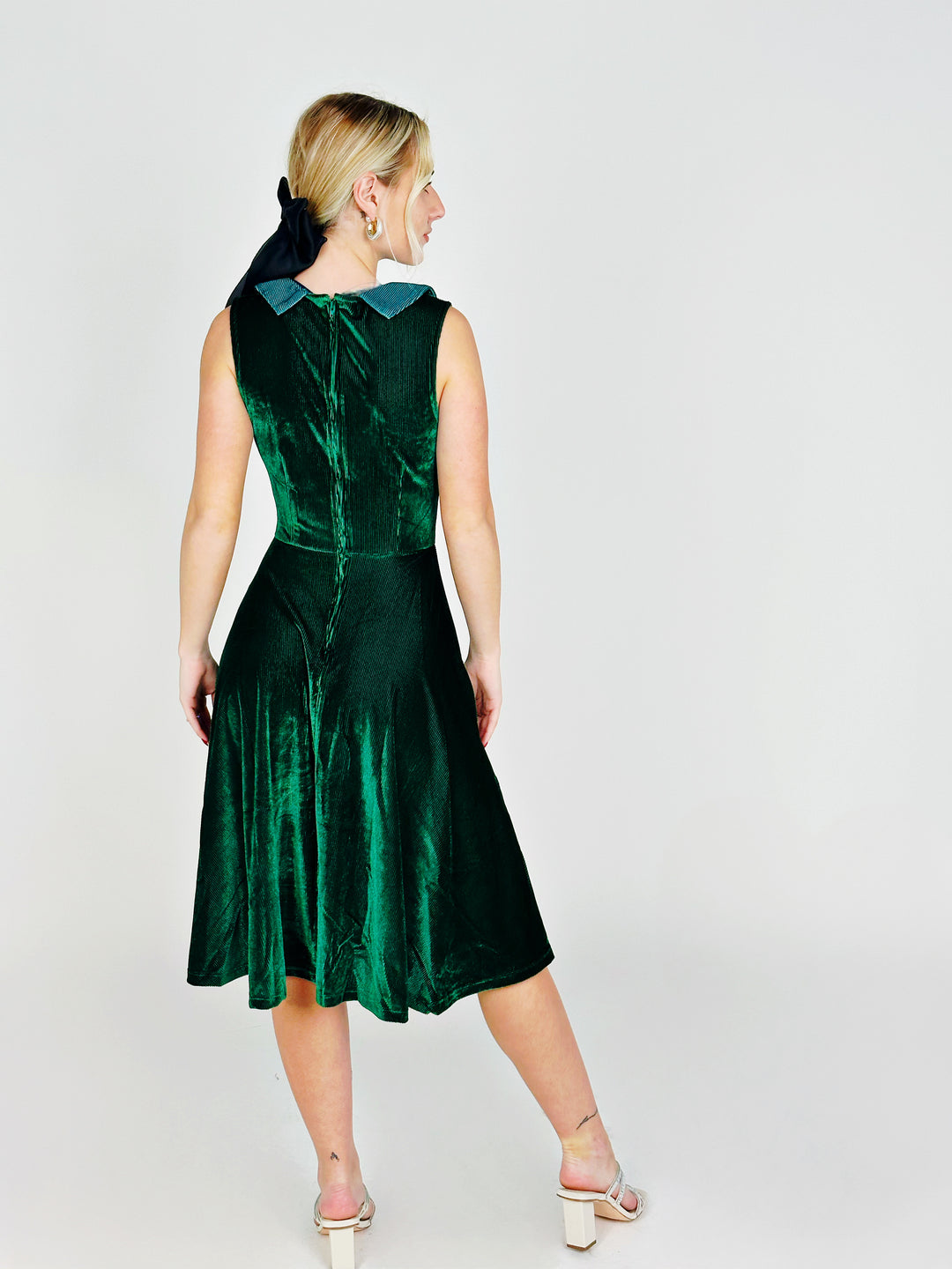 Green Velvet Midi Dress