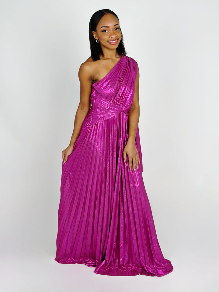 Magenta One Shoulder Dress