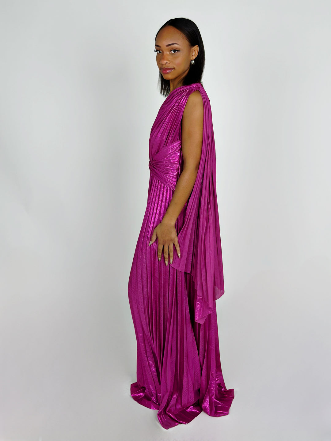Magenta One Shoulder Dress