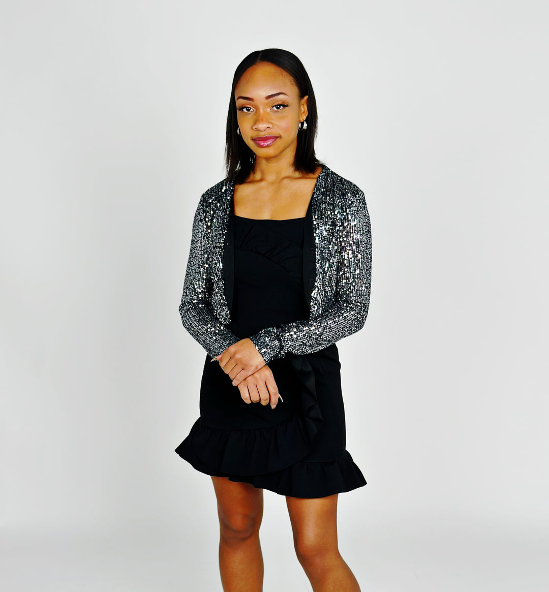 Silver And Black Bolero Cardigan