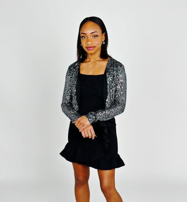 Silver And Black Bolero Cardigan