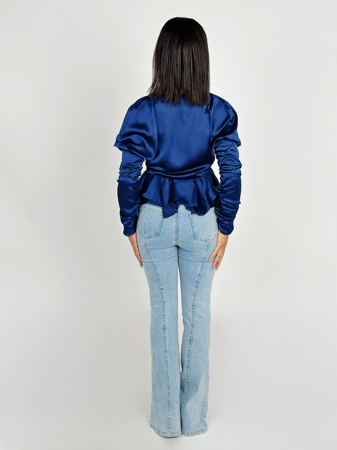 Navy Satin Top