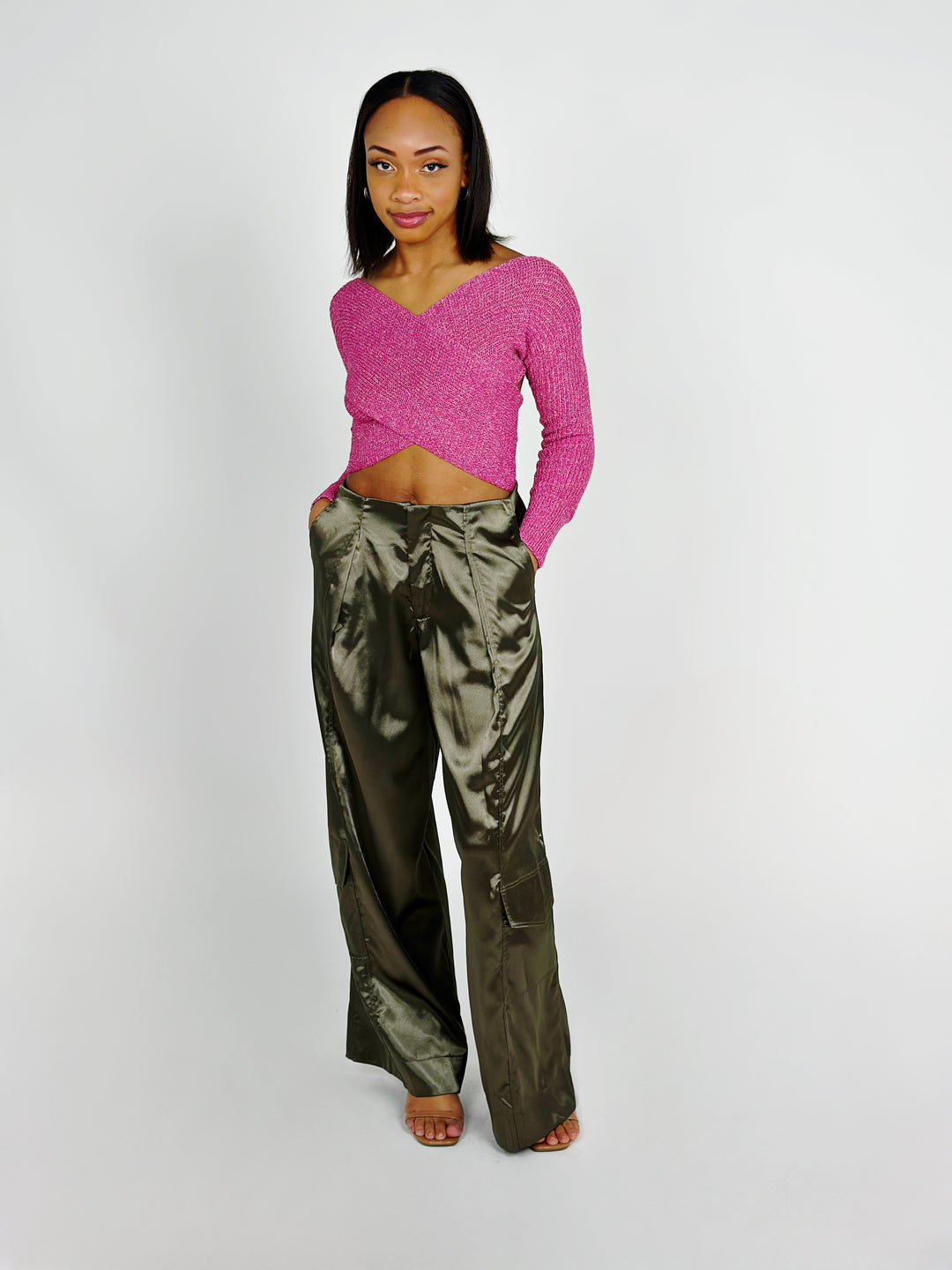 Olive Satin Pants