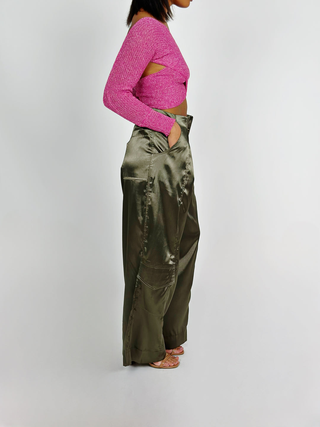 Olive Satin Pants