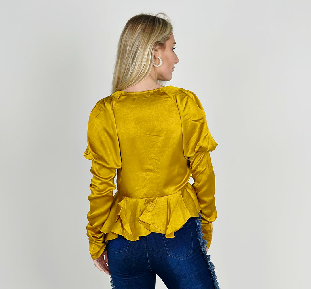 Mustard Satin Top