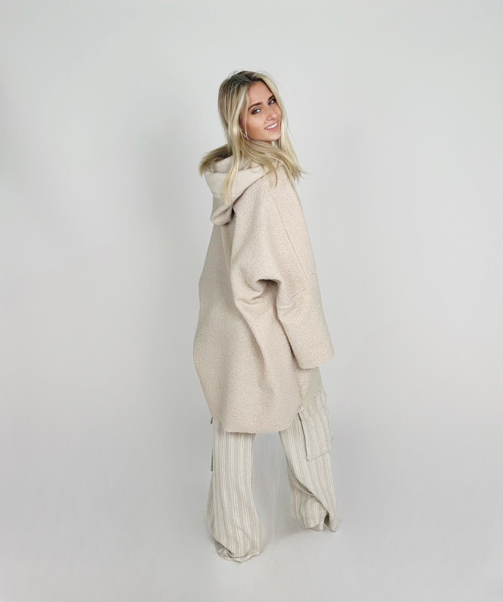 Kaki Soft Hooded Coat