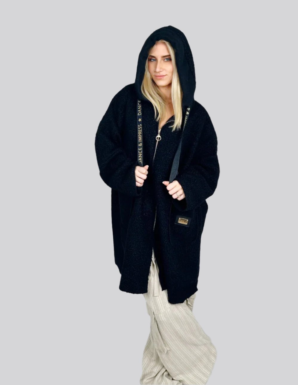 Black Soft Hooded Coat