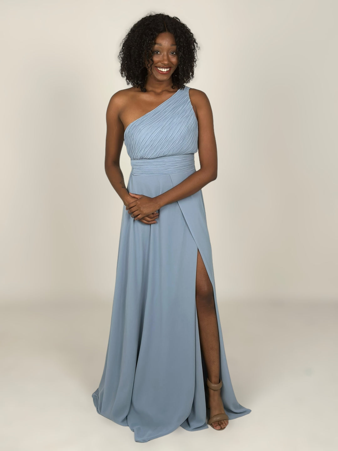 Frosty Blue One Shoulder Dress