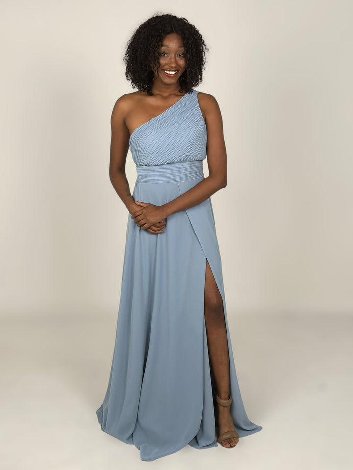 Frosty Blue One Shoulder Dress