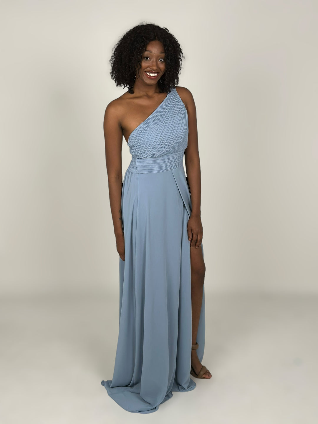 Frosty Blue One Shoulder Dress