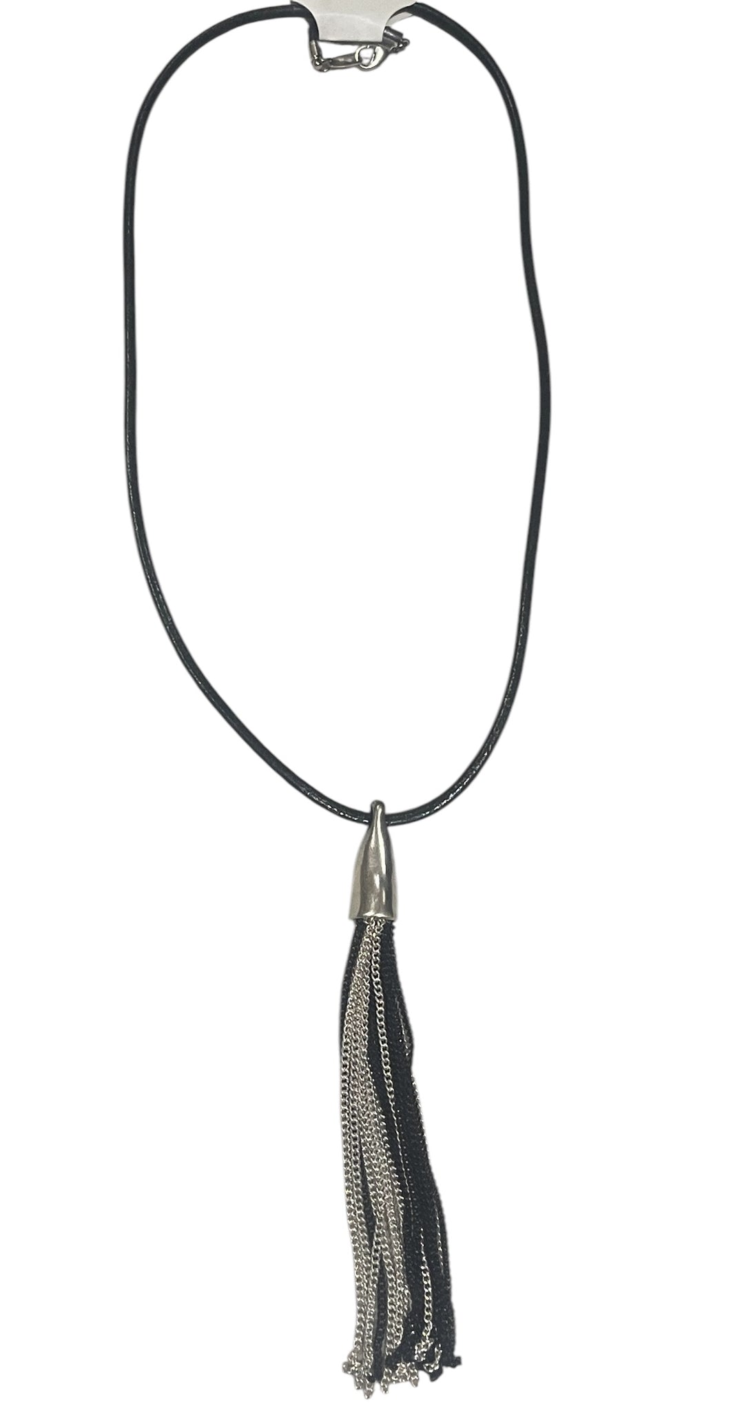 Black And Silver Leather Pendant