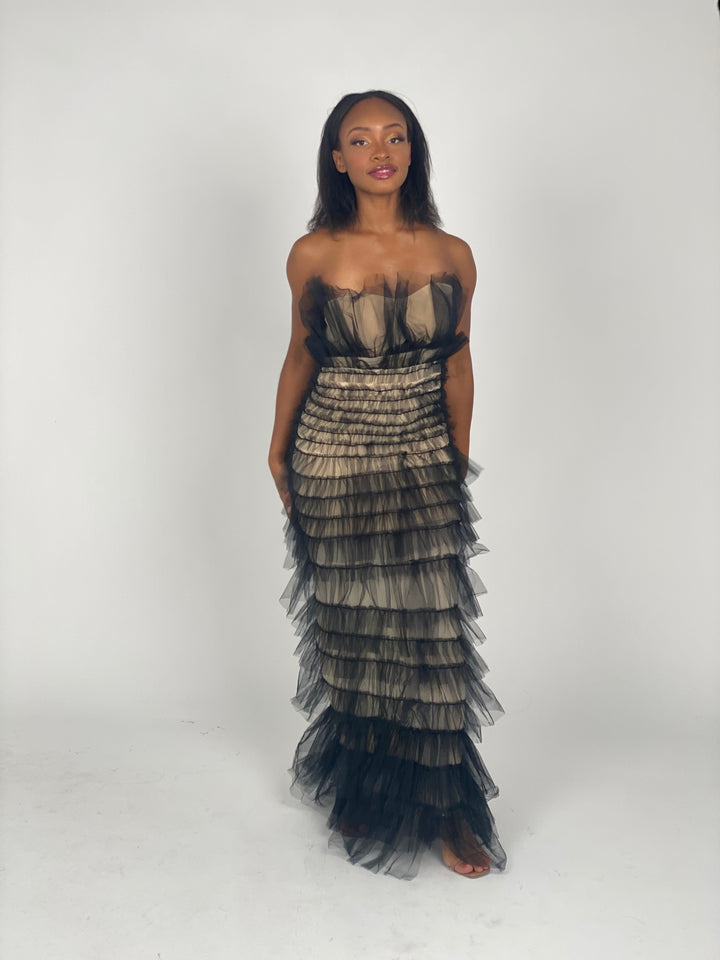 Black-Nude Maxi Dress