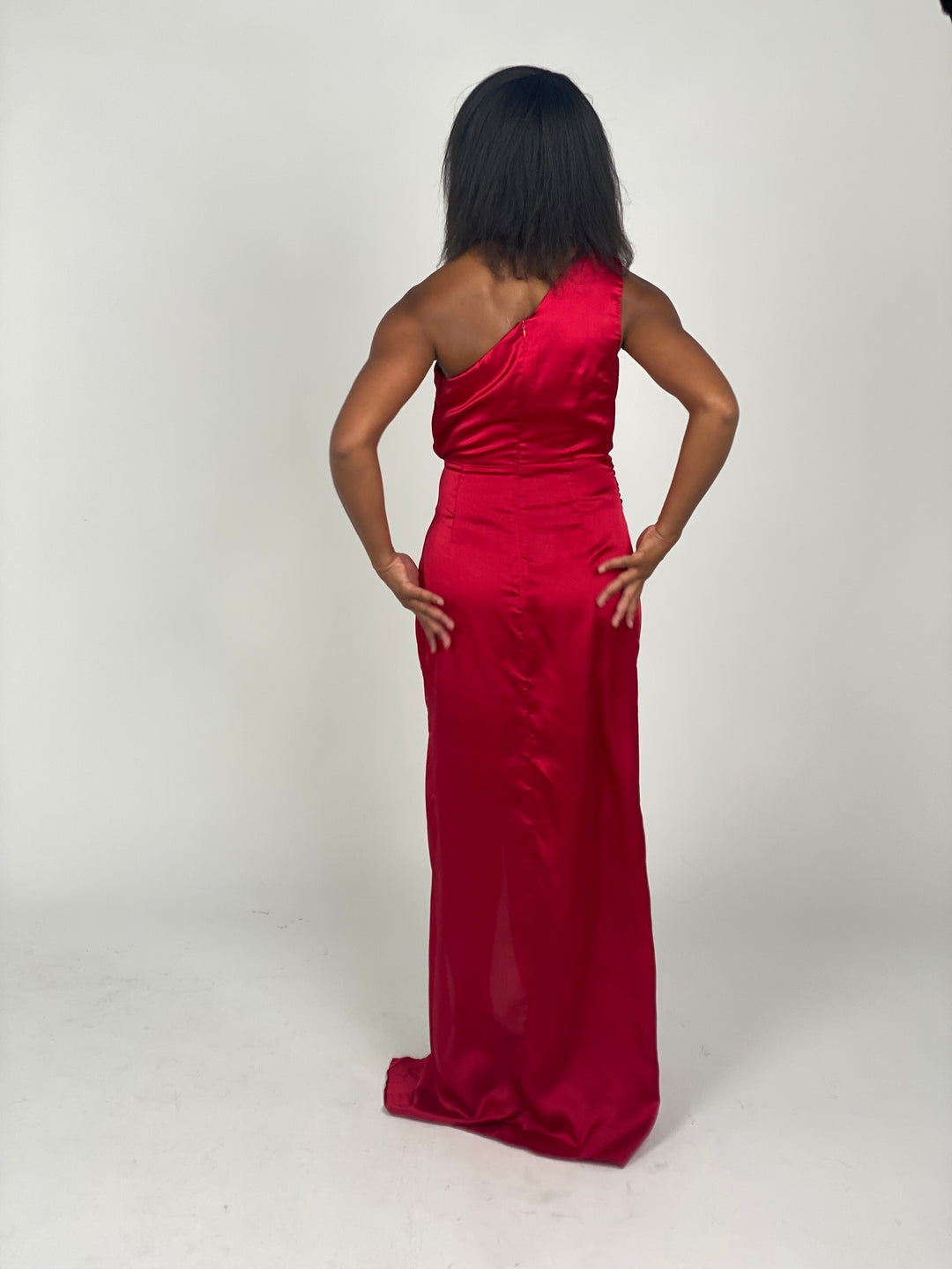 Red Satin Maxi Dress