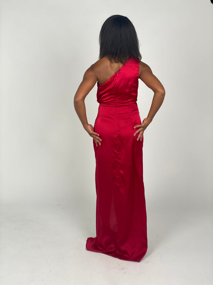 Red Satin Maxi Dress