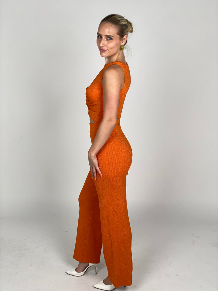 Orange Knitted Crop Set