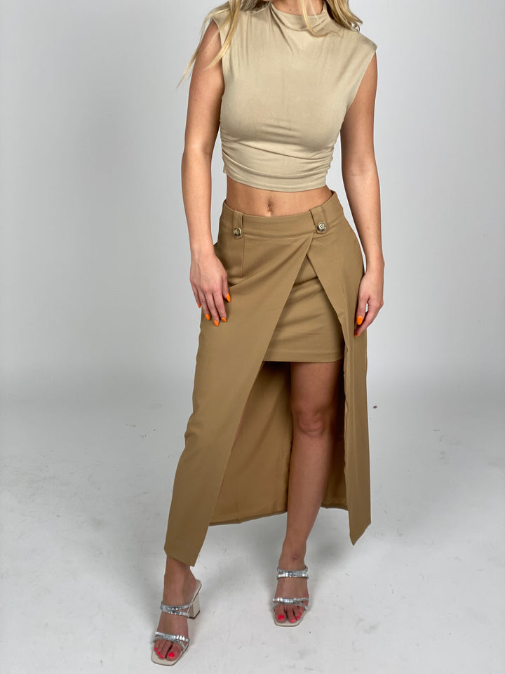 Khaki Midi Skirt