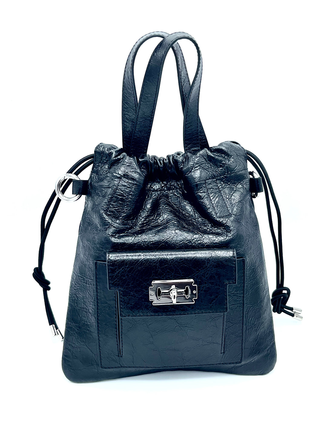 Black Distressed Leather Purse