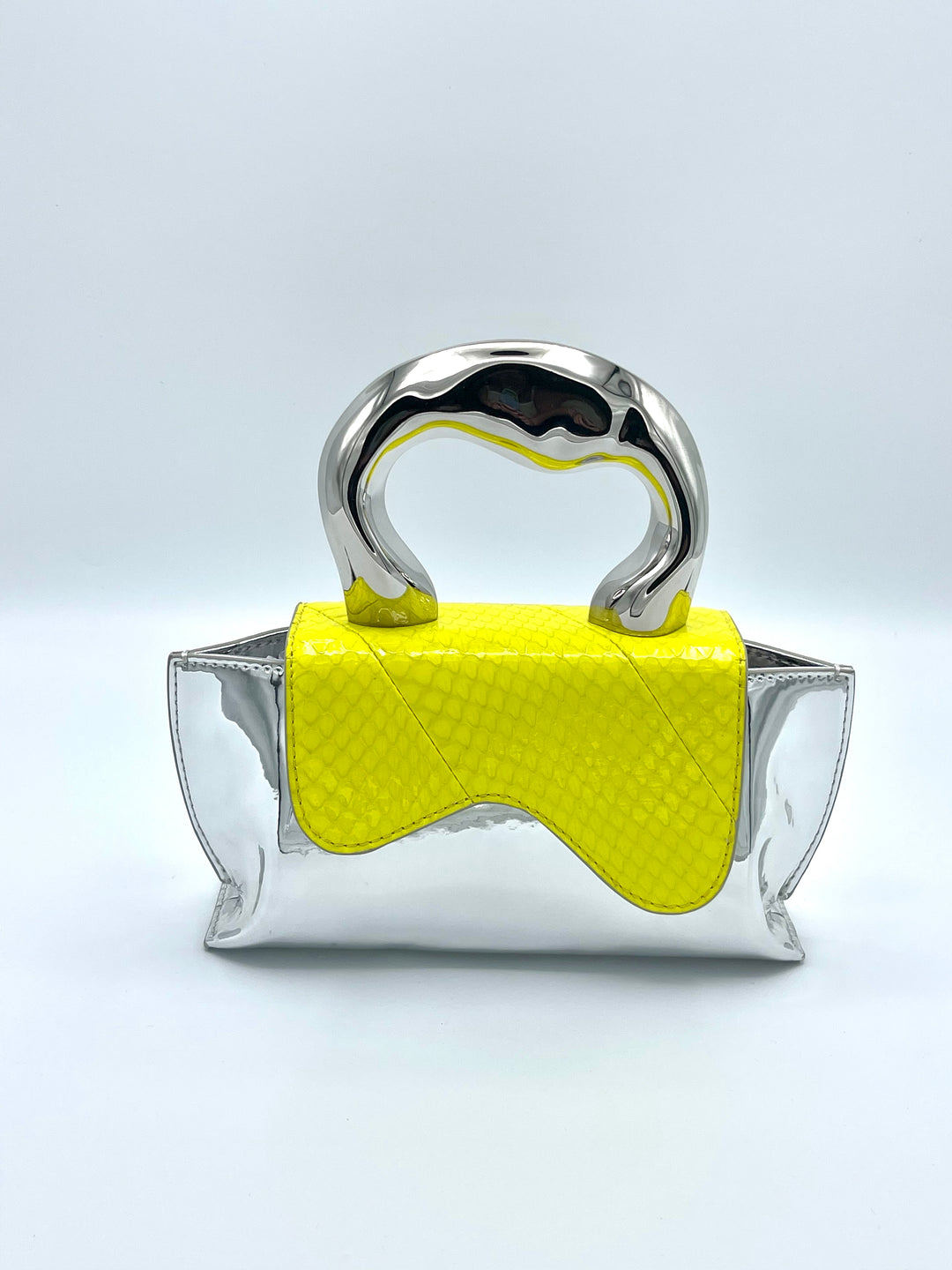 Yellow On Silver Purse