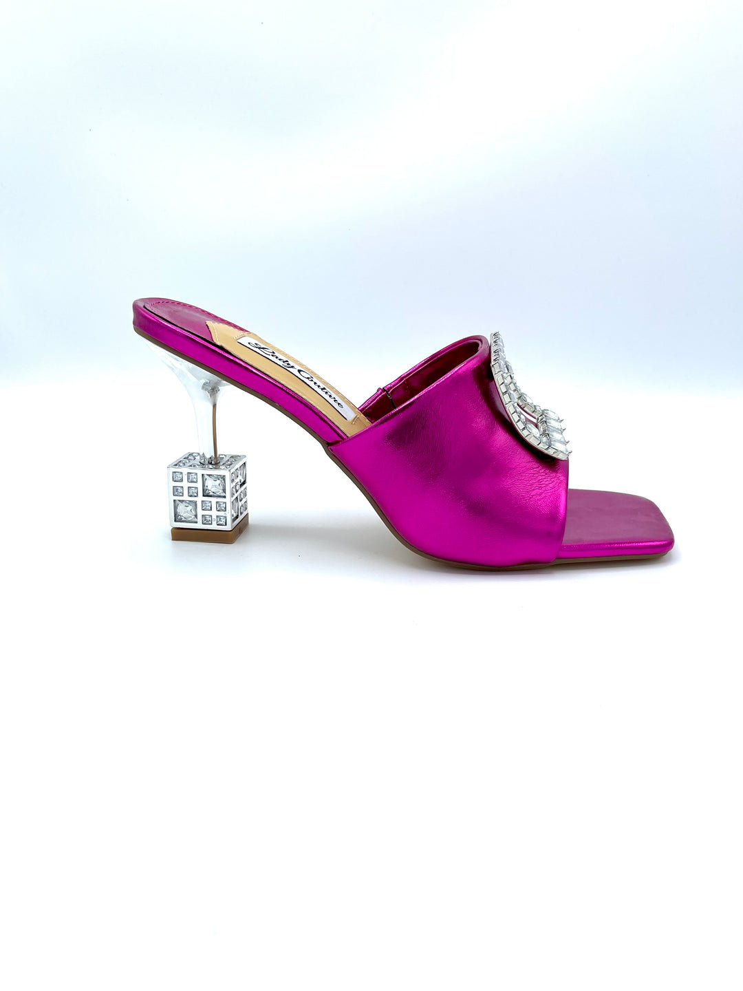 Fuchsia Metallic Square Heel