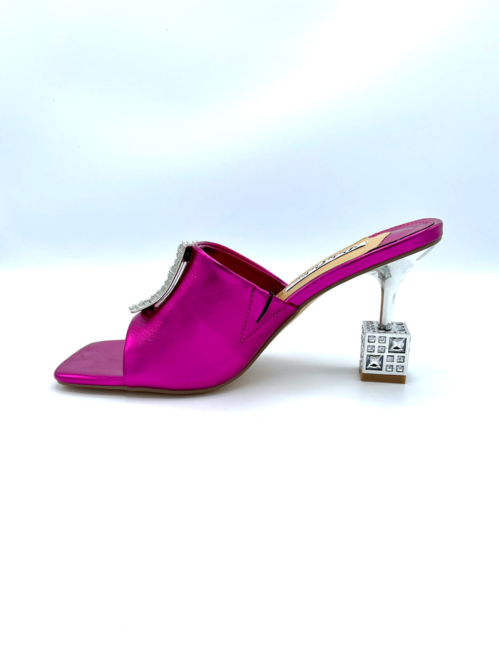 Fuchsia Metallic Square Heel