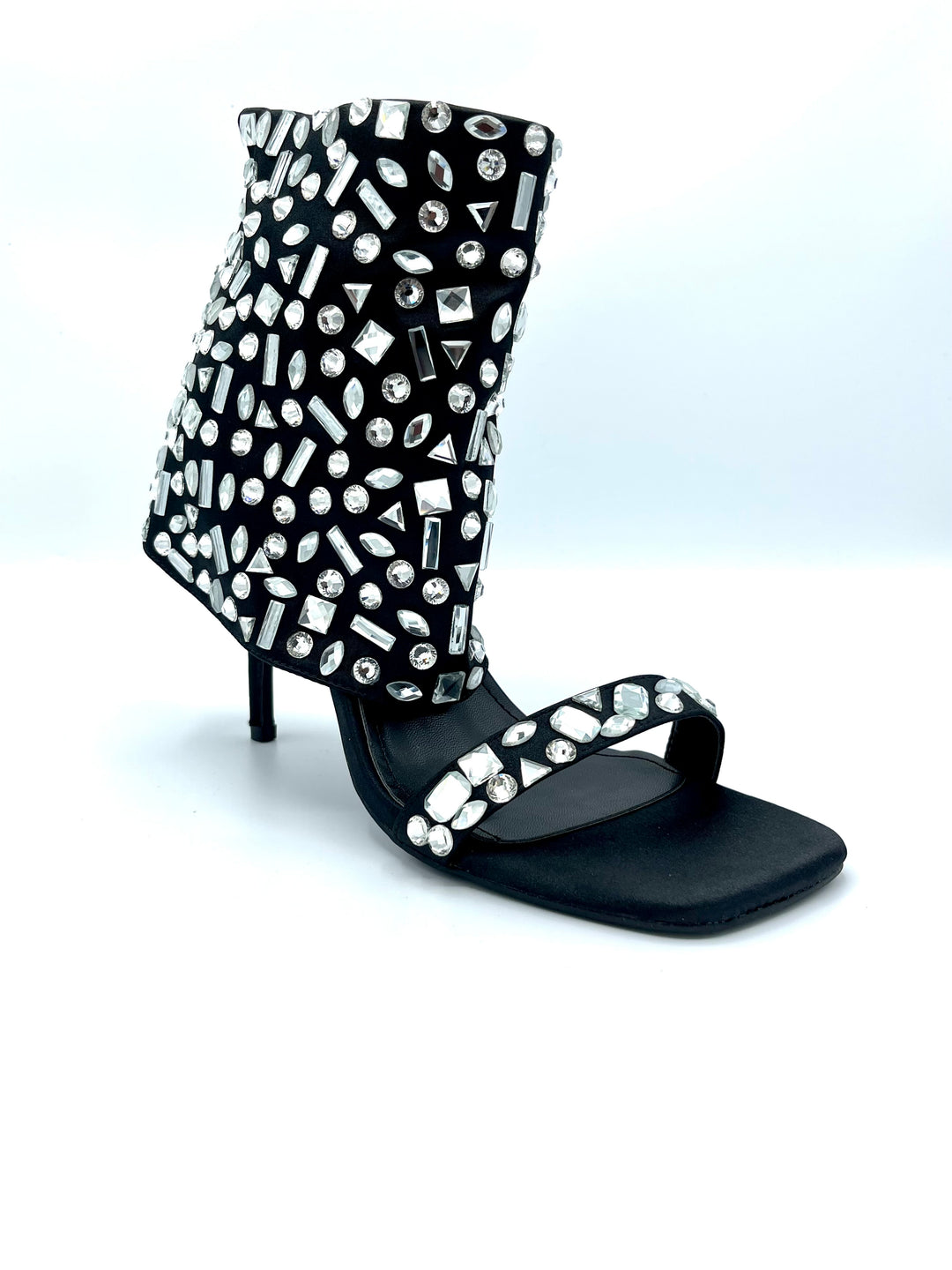 Black Bejeweled Heels