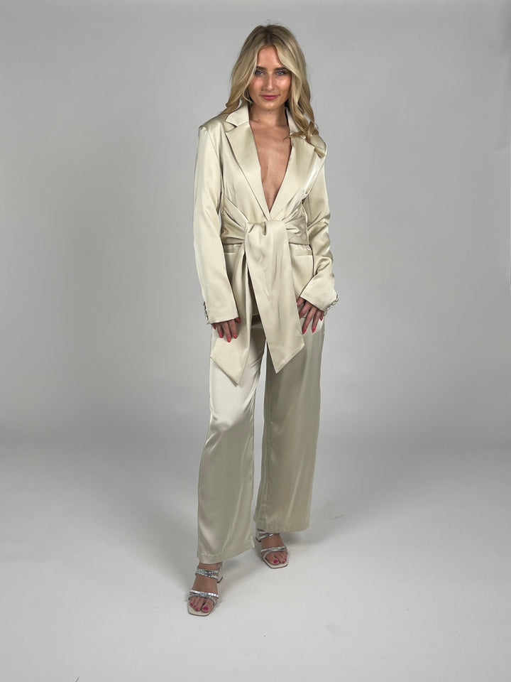 Cream Silk Pants