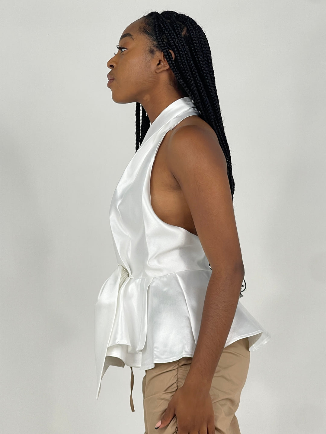 White Casual Bow-Knot Top