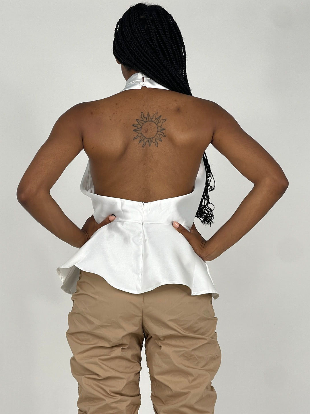 White Casual Bow-Knot Top
